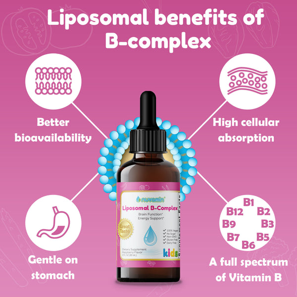 Nuvamin Liquid Liposomal B-Complex Drops, Raspberry Flavor, 2Fl. Oz (60ml)